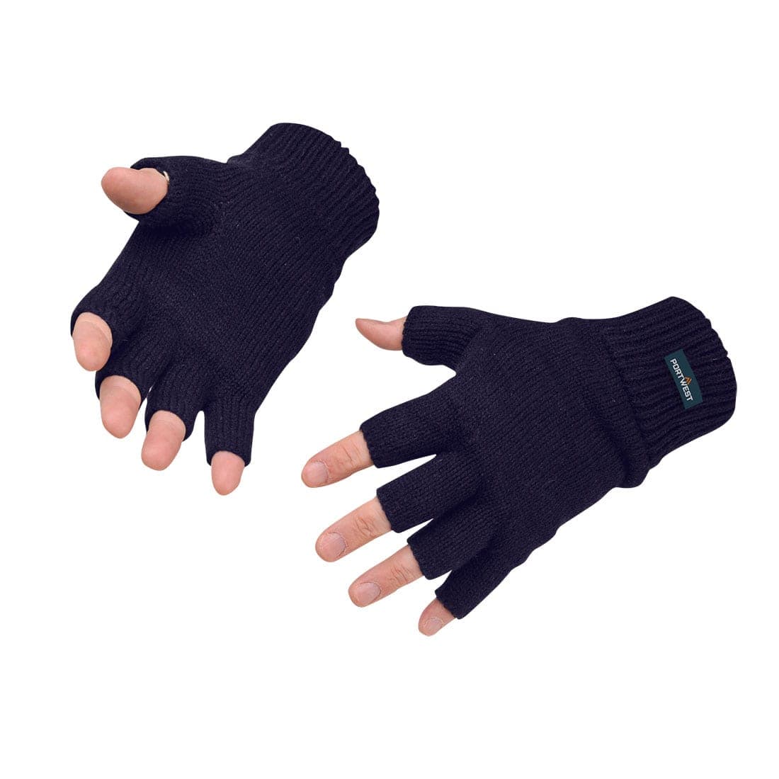Insulated Fingerless Knit Glove in Black