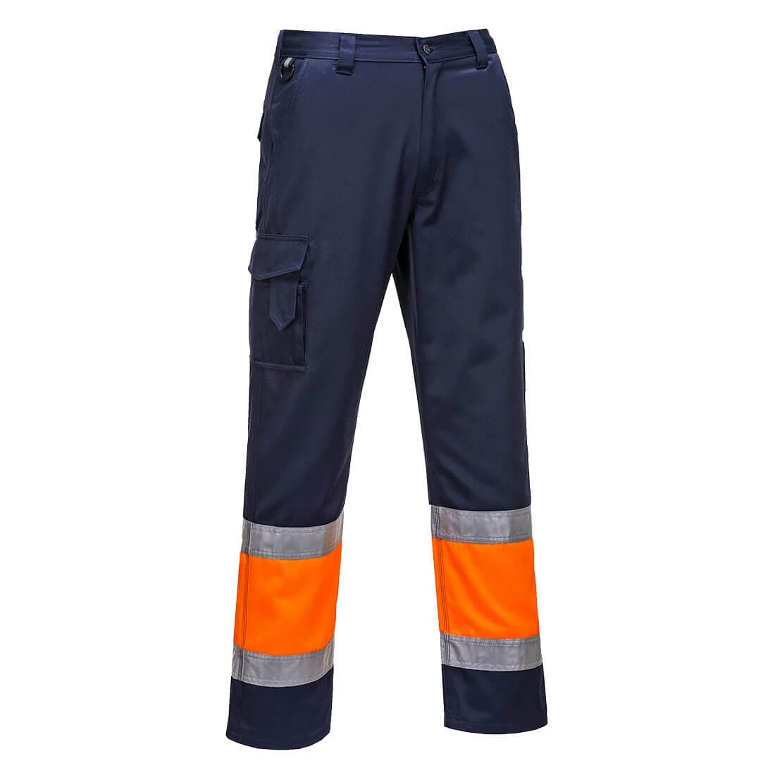 Hi-Vis Lightweight Contrast Class 1 Service Trousers in Orange/Navy