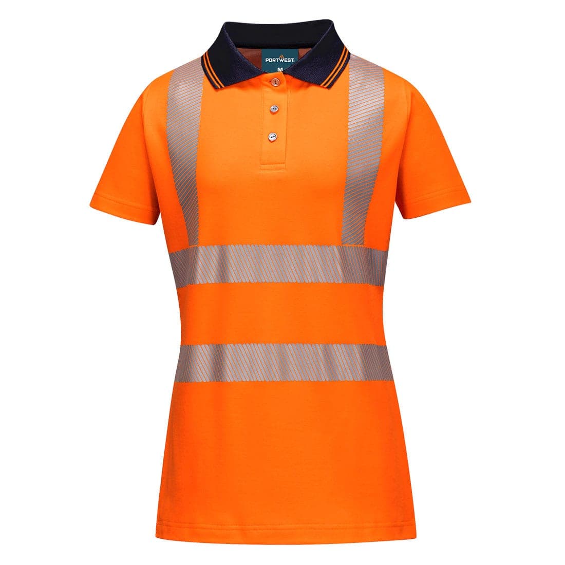 Hi-Vis Women's Cotton Comfort Pro Polo Shirt S/S in Orange/Black