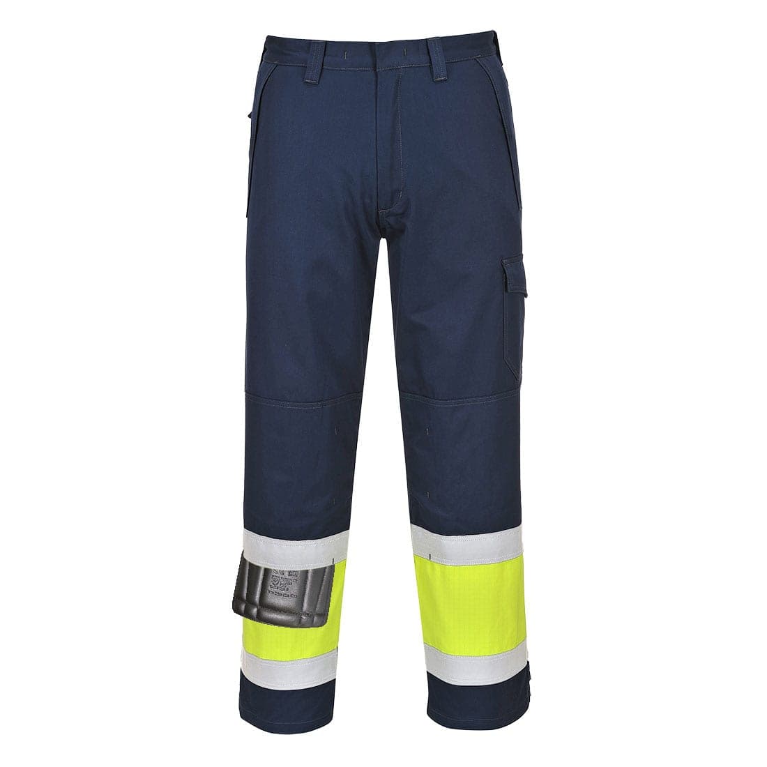 Modaflame Work Hi-Vis Class 1 Multi-Norm FR Trousers in Yellow/Navy