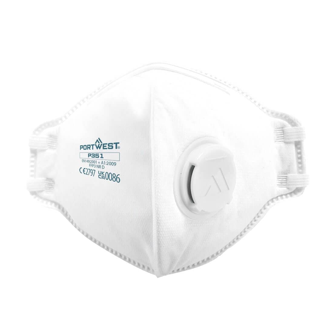 FFP3 Valved Dolomite Fold Flat Respirator (Pk20) in White