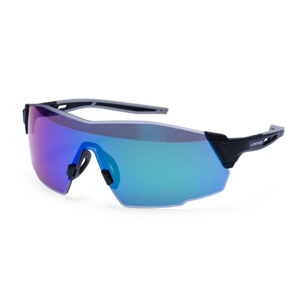 Sporty Shield Safety Glasses in Blue Mirror