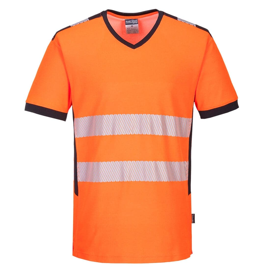 PW3 Hi-Vis V-Neck Mesh Insert T-Shirt S/S in Orange/Black
