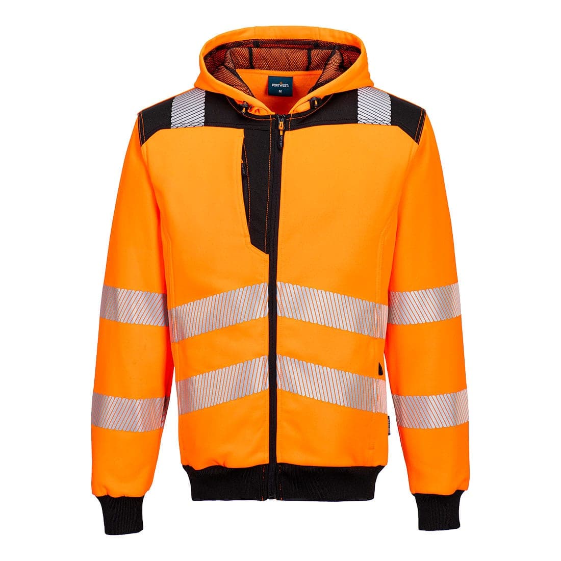 PW3 Hi-Vis Zip Hoodie in Orange/Black