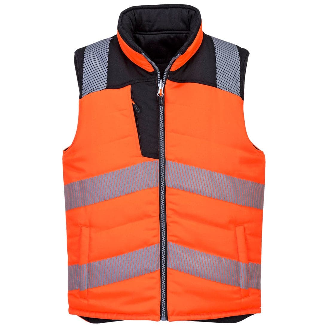 PW3 Hi-Vis Reversible Bodywarmer in Orange/Black