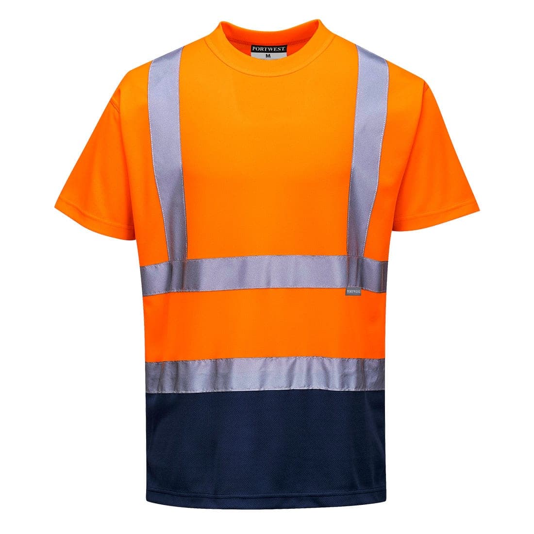 Hi-Vis Contrast T-Shirt S/S in Orange/Navy