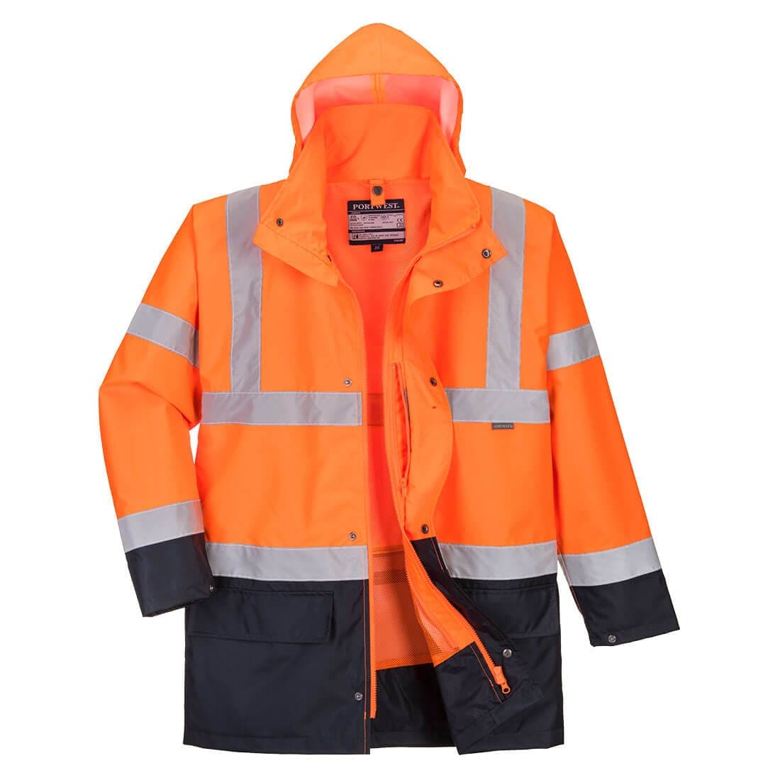 Hi-Vis 5-in-1 Contrast Essential Jacket in Orange/Navy