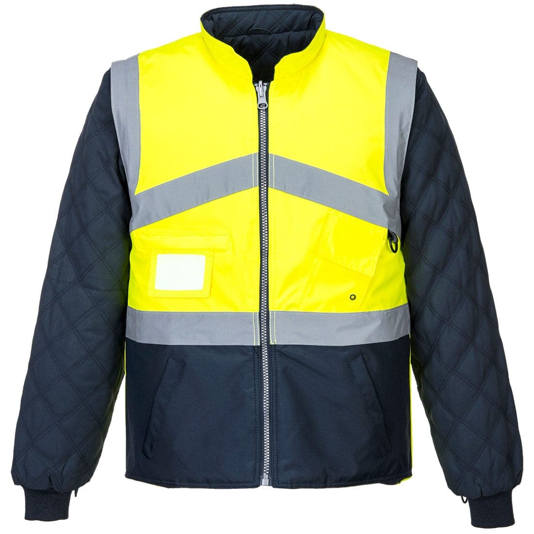 Hi-Vis Breathable 2-in-1 Contrast Reversible Jacket in Yellow/Navy