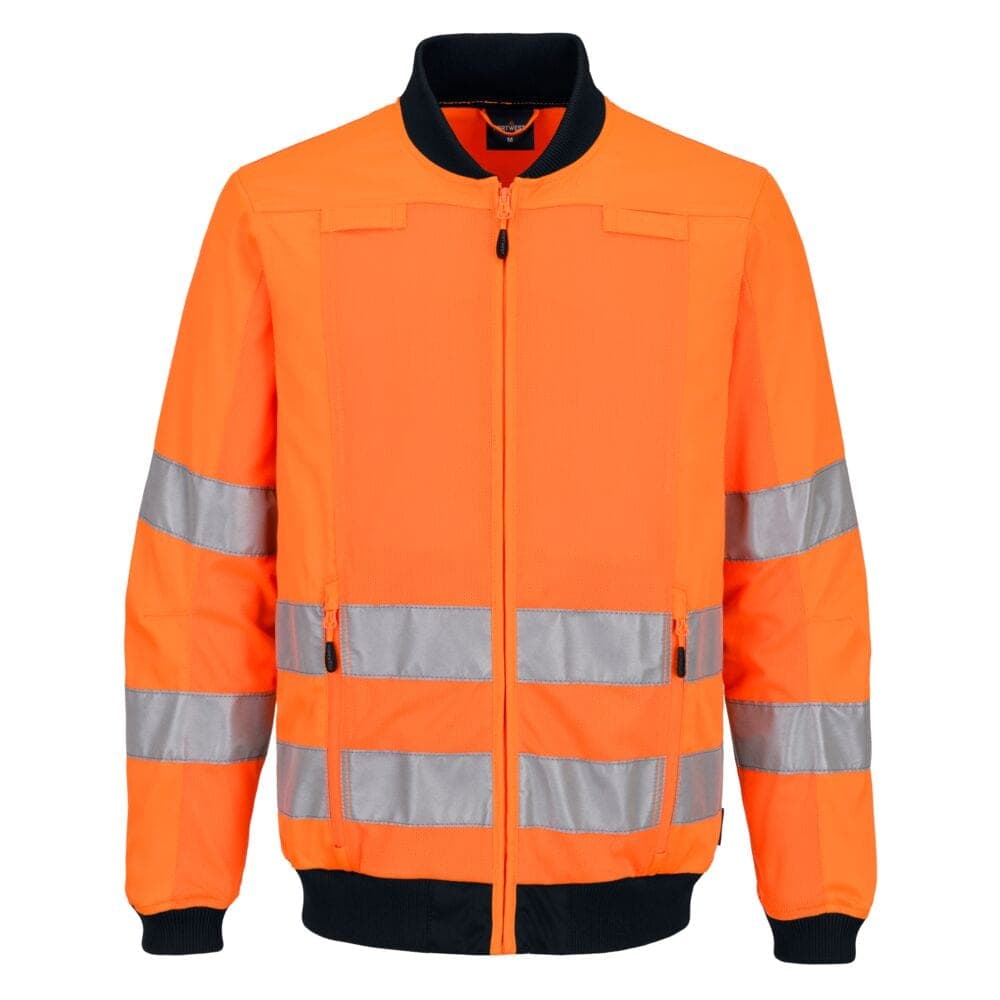 Hi-Vis Mesh Panel Work Jacket in Orange/Navy