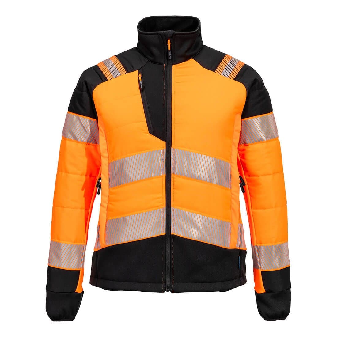 PW3 Hi-Vis Women's Hybrid Baffle Jacket in Orange/Black