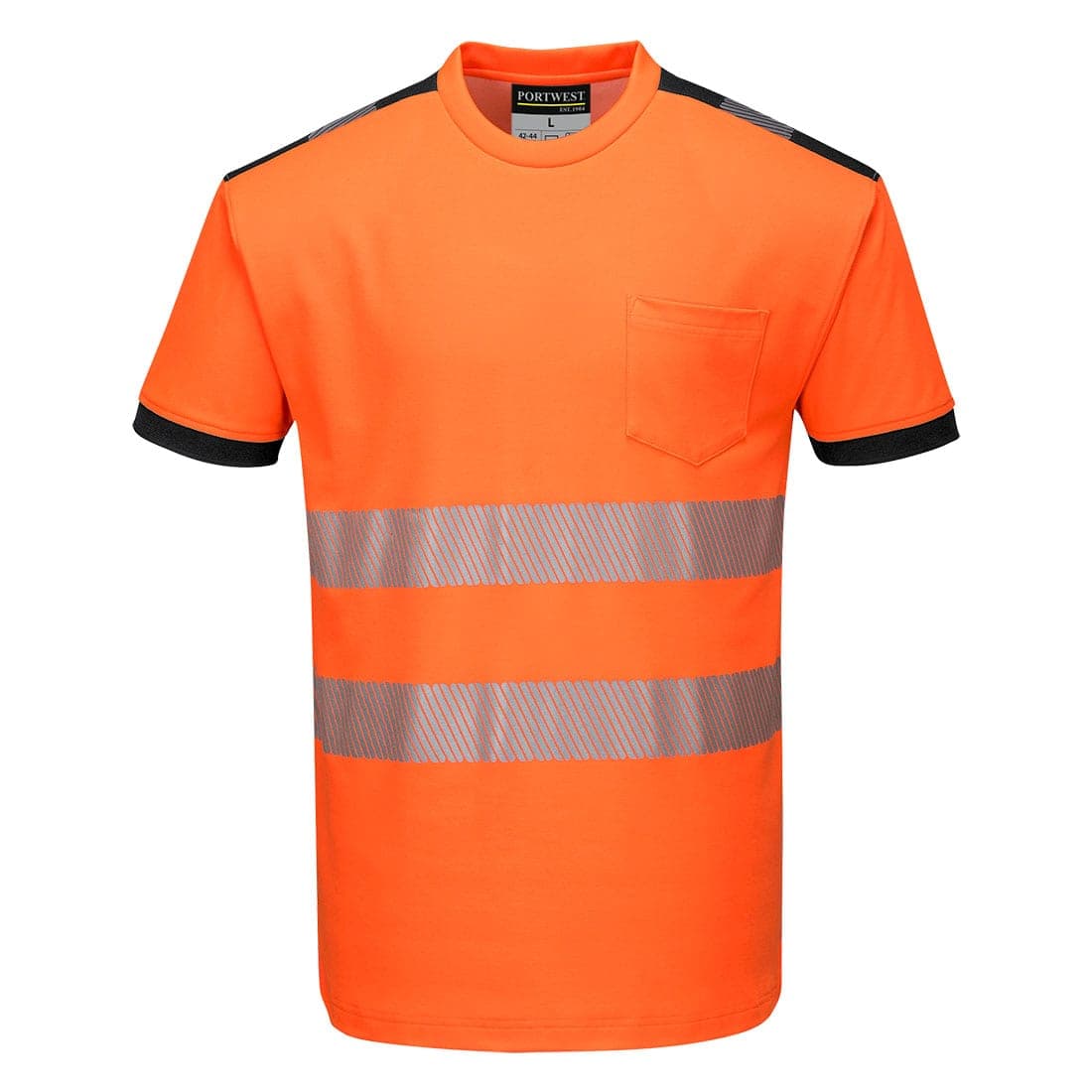 PW3 Hi-Vis Cotton Comfort T-Shirt S/S in Orange/Black